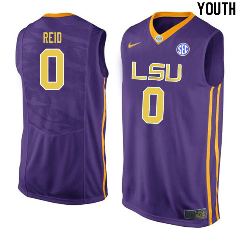 Youth #0 Naz Reid LSU Tigers College Basketball Jerseys Sale-Purple